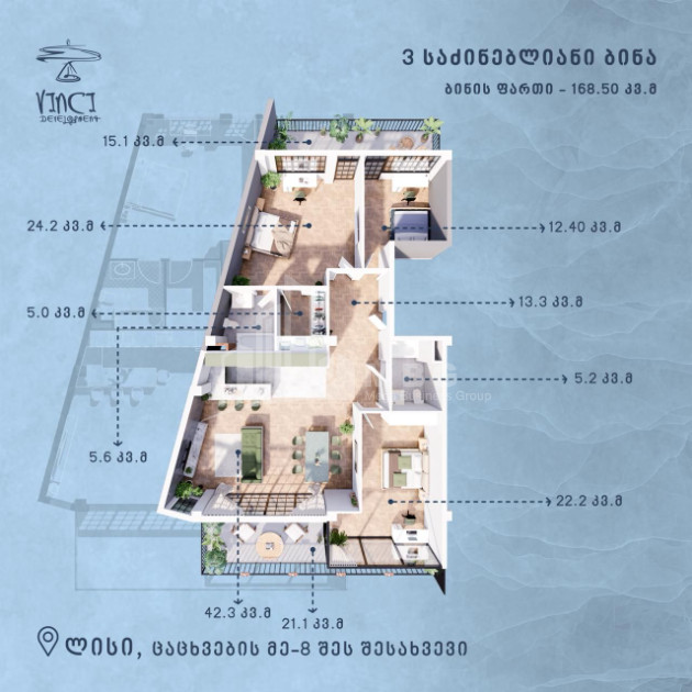 For Sale New building Flat In the Lisi, Tsatskhvebi Street, Saburtalo District
